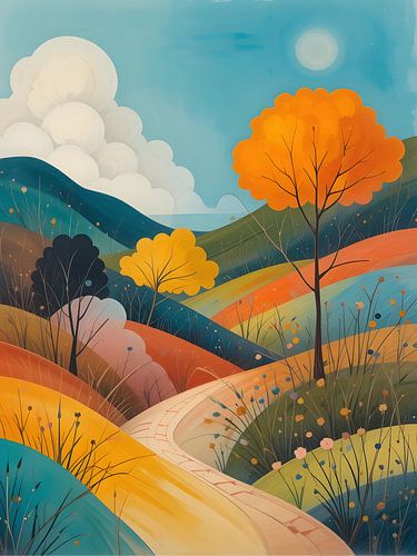 Herfstpad in gouden kleuren