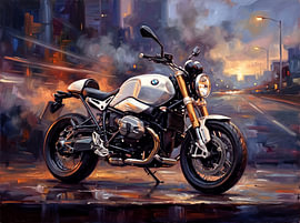 Die BMW R nineT in der Abenddämmerung von Jan Keteleer