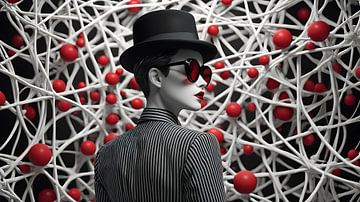 Mode en abstractie ontmoeten elkaar in rood en zwart
