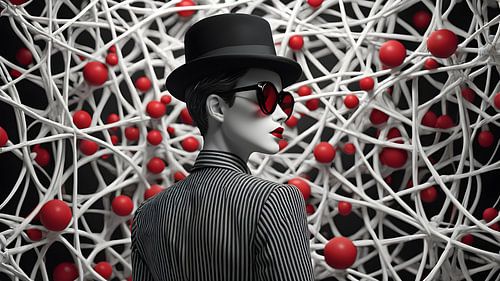 Contraste puissant entre la mode et les lignes abstraites