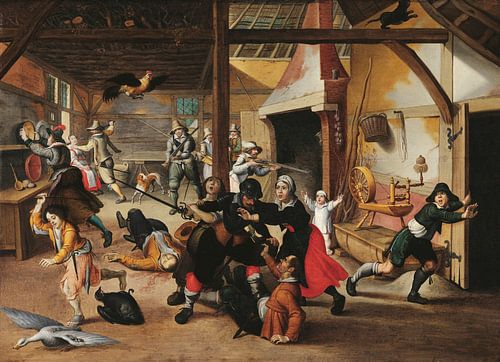 Soldaten die een boerderij plunderen, Sebastiaen Vrancx