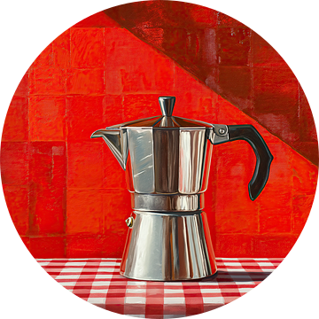 Koffie - Percolator - Koffiepot - rood geruit tafelkleed van Marianne Ottemann - OTTI