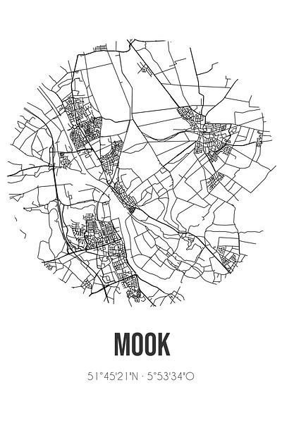 Mook (Limburg) | Map | Black and white by Prints of Place