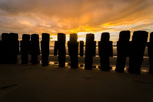 Zonsondergang & Golfbrekers
