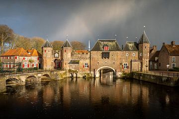 The coupling gate of Amersfoort with a rainbow by Bart Ros