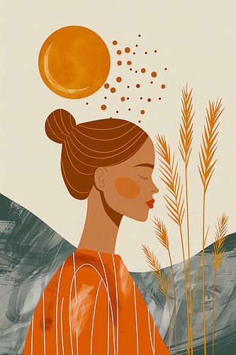 Boho meisje in de zonsondergang