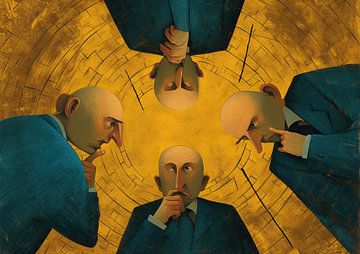 Surrealisme Heren | Whisper Golden Secrets van ARTEO Schilderijen