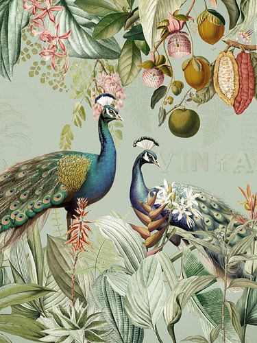 Exotic peacocks in paradise 1 by Floral Abstractions