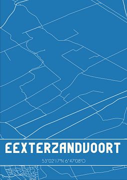 Blauwdruk | Landkaart | Eexterzandvoort (Drenthe) van Rezona