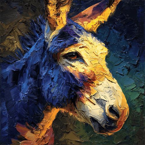 Kraftvoller Esel in Ölfarbe