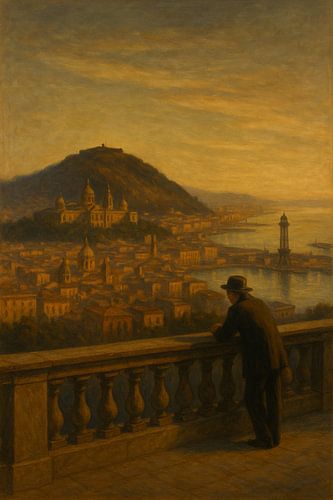 Montjuïc Serenity Zonsondergang - Een contemplatief uitzicht over Barcelona