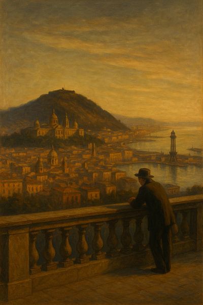 Montjuïc Serenity Sunset – A Contemplative View over Barcelona by Travel Shop