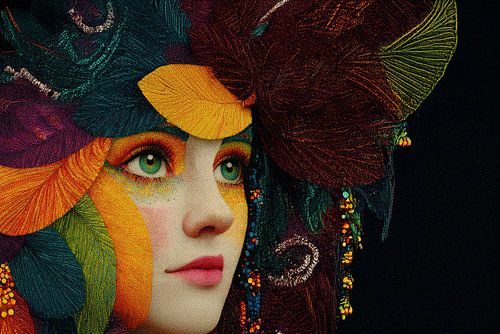 woman with floral print