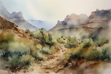 Aquarel Arizona landschap van Uncoloredx12