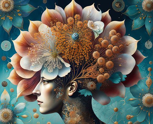 An abstract portrait in pastel shades of a woman