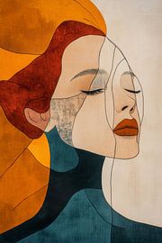 Woman's Profile in Abstract Forms and Warm Colours by Eva Lee