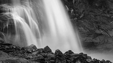 Krimml waterfall in black and white
