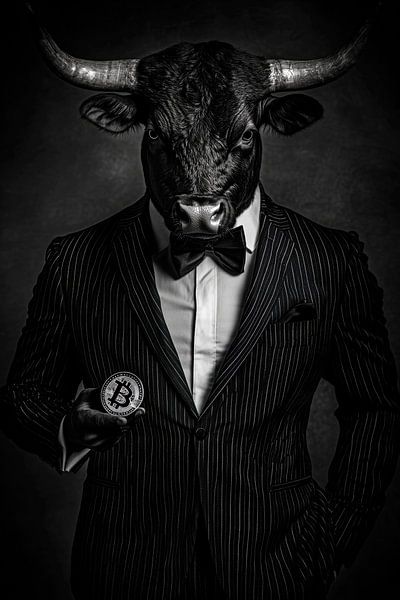 Cop in suit with Bitcoin coin by Poster Art Shop