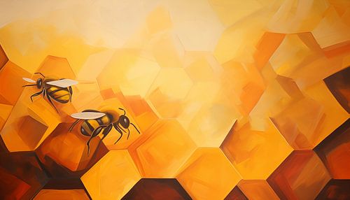 Abstract bees cubism panorama