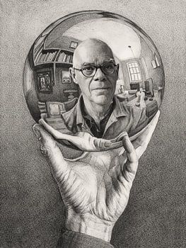 Hand mit reflektierender Kugel