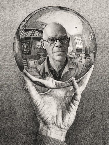 Hand met reflecterende bol van Domstad Rudie