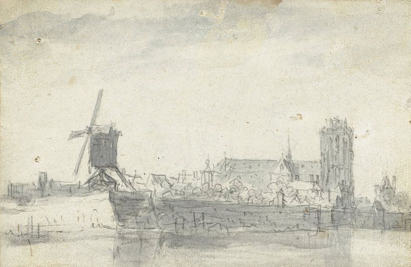 Vue de Dordrecht depuis l'eau, Jan van Goyen par Des maîtres magistraux