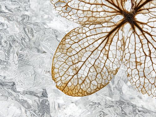 The texture of on a hydrangea flower in front of a winter background by Marjolijn van den Berg