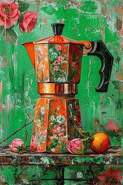 Koffie - Percolator - Mexicanse stijl schilderij van Marianne Ottemann - OTTI