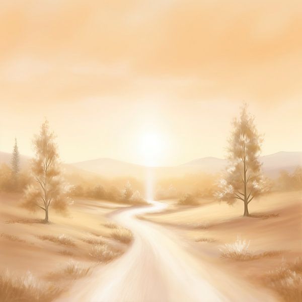 Beige Painting Serenade of Peace | Horizon by Eye catching paintings