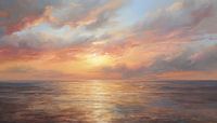 Zonsondergang olieverf panorama
