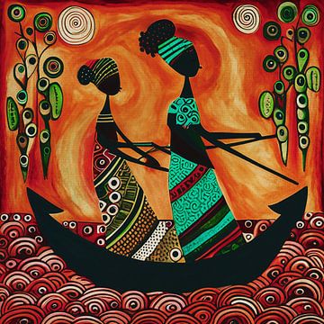 Afrikaanse meisjes vissen van Jan Keteleer