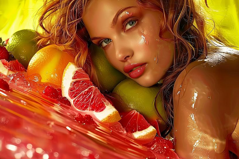 digital portrait woman with fruit by Egon Zitter