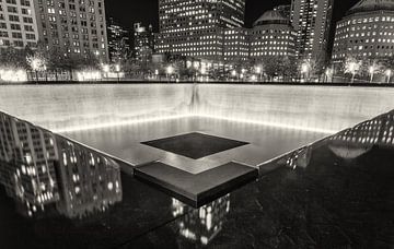 9/11 Memorial South Pool (B&W) by Fabian Bosman