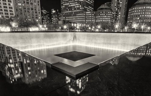 9/11 Memorial South Pool (B&W)