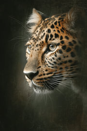 Portrait of a Leopard with a Golden Coat and an Intense Gaze