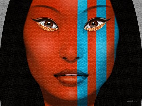 Vrouw Met Goud Onder De Ogen