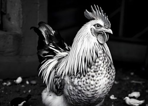 TW living - black white photo - chicken
