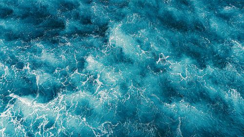 Waves in the sea, panorama of the turbulent sea from the air