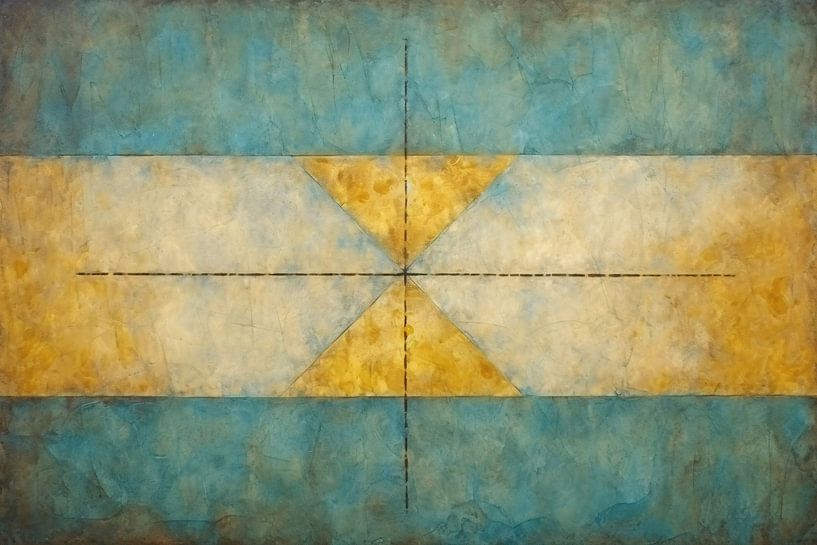 Geometric composition in yellow, blue and white by Art & Soul Creations