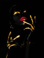 Golden girl with red lips