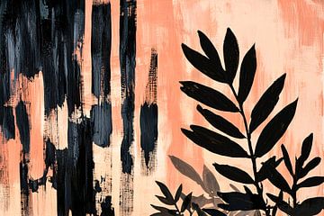 Leaves on salmon pink background by Art & Soul Creations