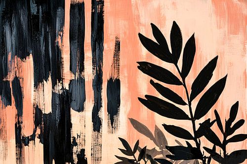 Bladeren op zalmroze achtergrond