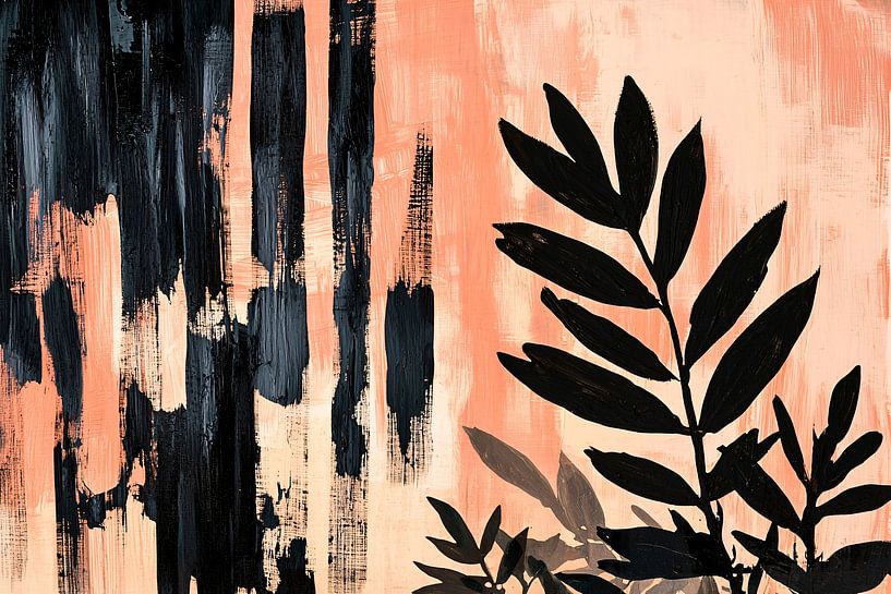 Bladeren op zalmroze achtergrond van Art & Soul Creations