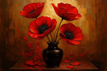 Coquelicots sur fond chaud sur Art & Soul Creations
