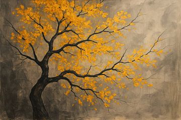 Branchy silhouette in misty atmosphere