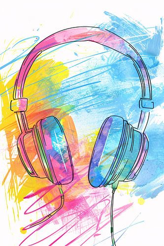 Abstract Graffiti Koptelefoon in Kleur