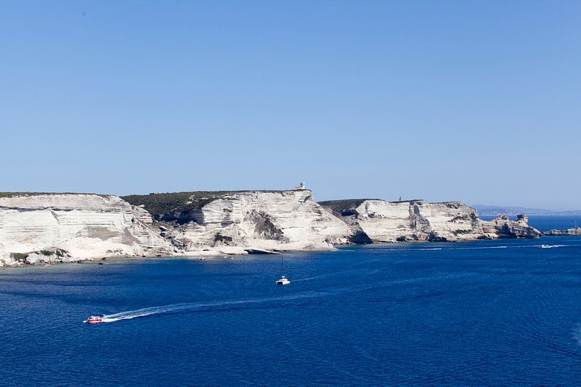 Panorama on the white cliffs at Bonifacio, Corsica by Kees van Dun