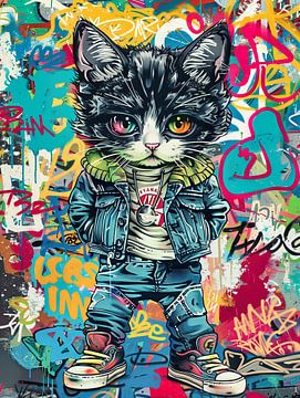 Rebellische Punk Kawaii Katze von Frank Daske | Foto & Design