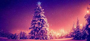 Panorama Weihnachtsbaum im Schnee Illustration