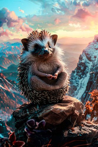 Yoga-egel op bergtop